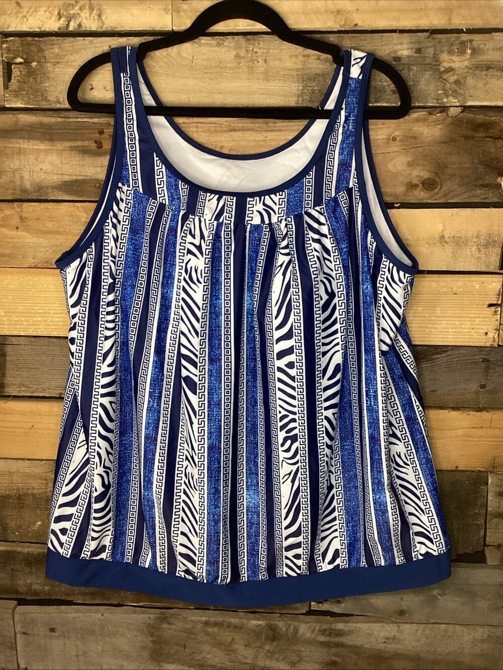 Summer Mae Maternity Swimsuit Tank Top Blue And White Size 20W